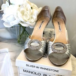 Manolo Blahnik Silver Sedaraby D'orsay pumps size 39- Authentic